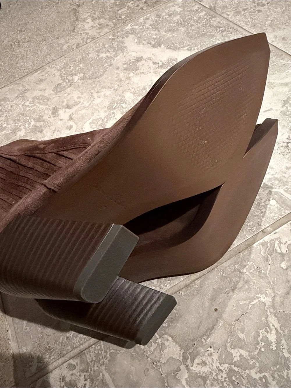 Sam Edelman Mandey Western Chocolate Brown Suede Ankle Booties, Size 7, NEW $200